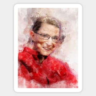 Ruth Bader Ginsburg Smiling Portrait Watercolor V Sticker